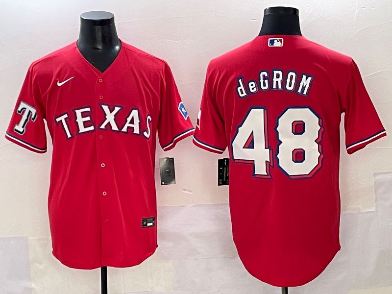 Men 2025 Texas Rangers #48 Degrom Red Game Nike MLB Jersey style 2->texas rangers->MLB Jersey